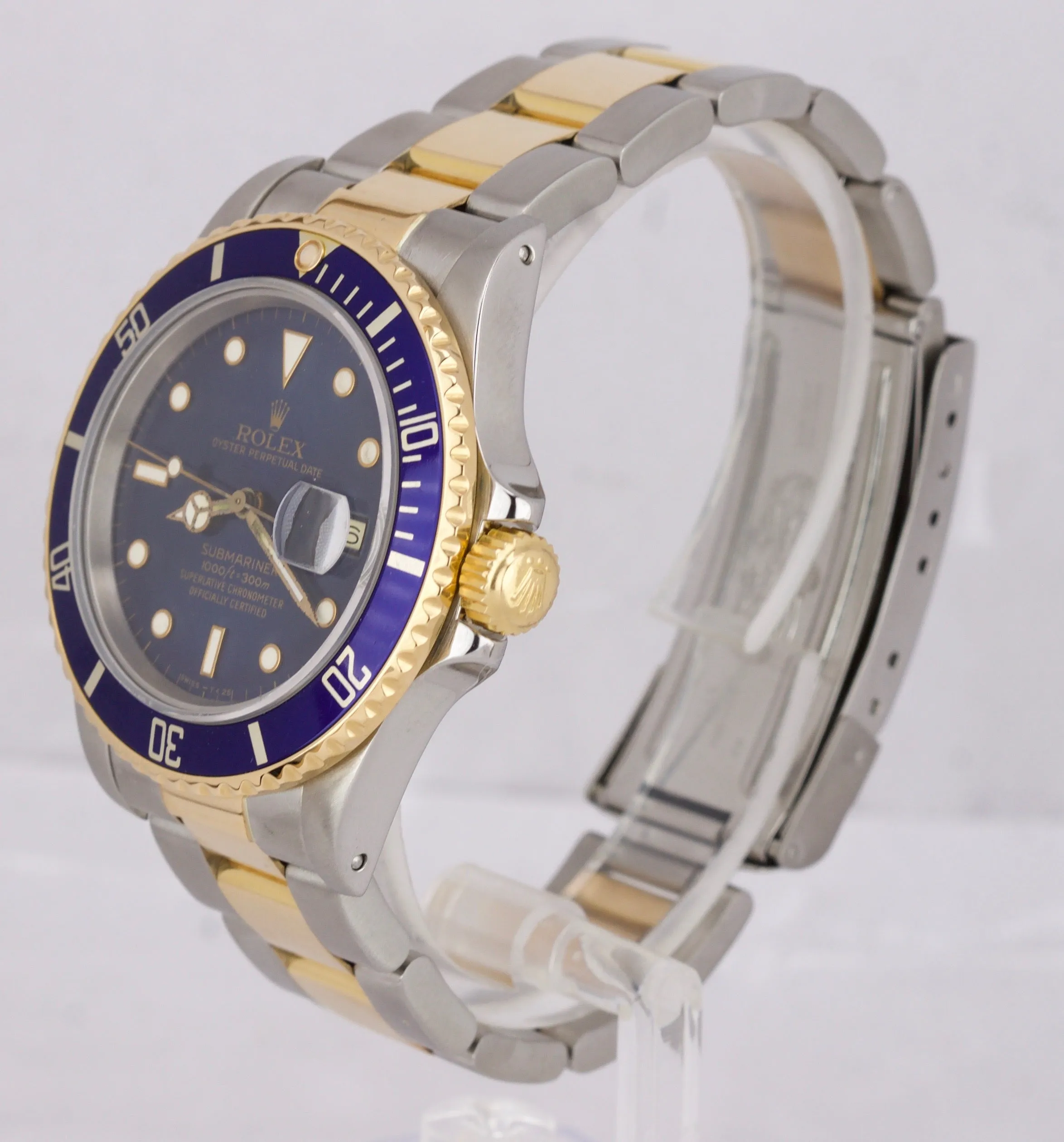 1987 Rolex Submariner Date 16803 Two-Tone Gold Stainless Steel Blue 40mm Watch