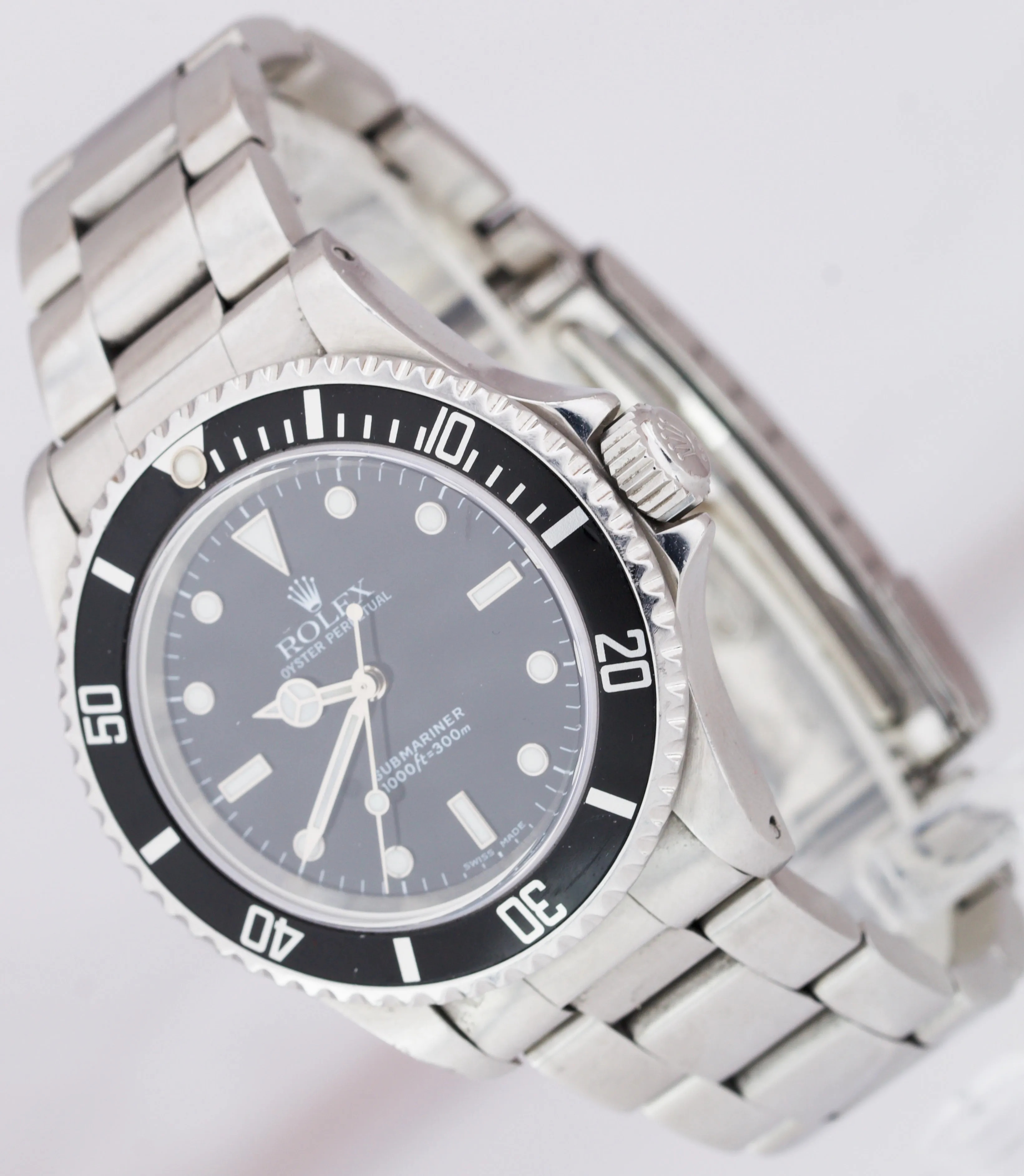 1990 Rolex Submariner No-Date Stainless Steel LUME Black Dive 40mm Watch 14060