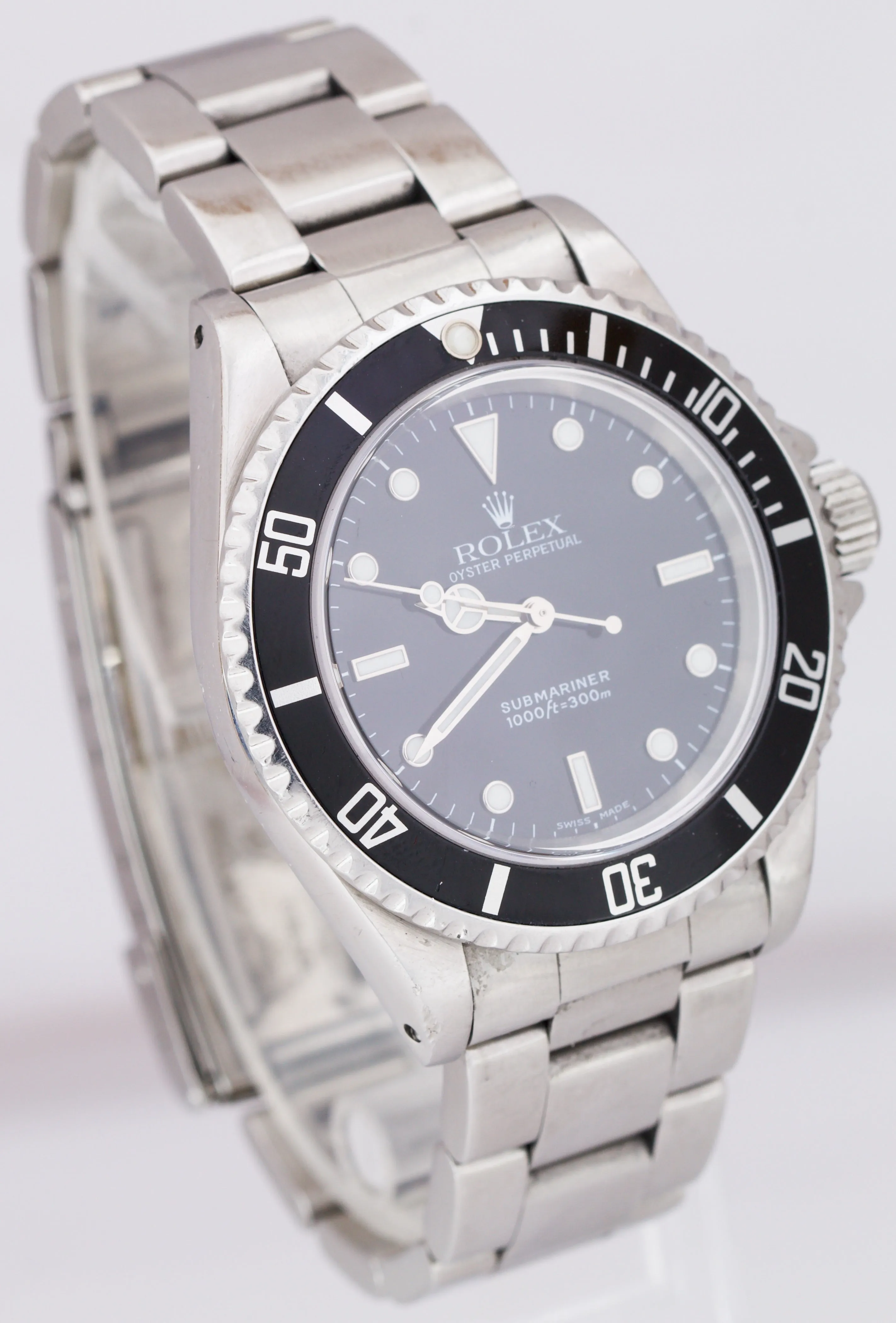 1990 Rolex Submariner No-Date Stainless Steel LUME Black Dive 40mm Watch 14060