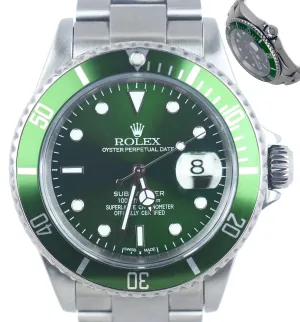 2004 Rolex Submariner Date Green 'Hulk' 16610 T V LV Stainless Steel 40mm Watch