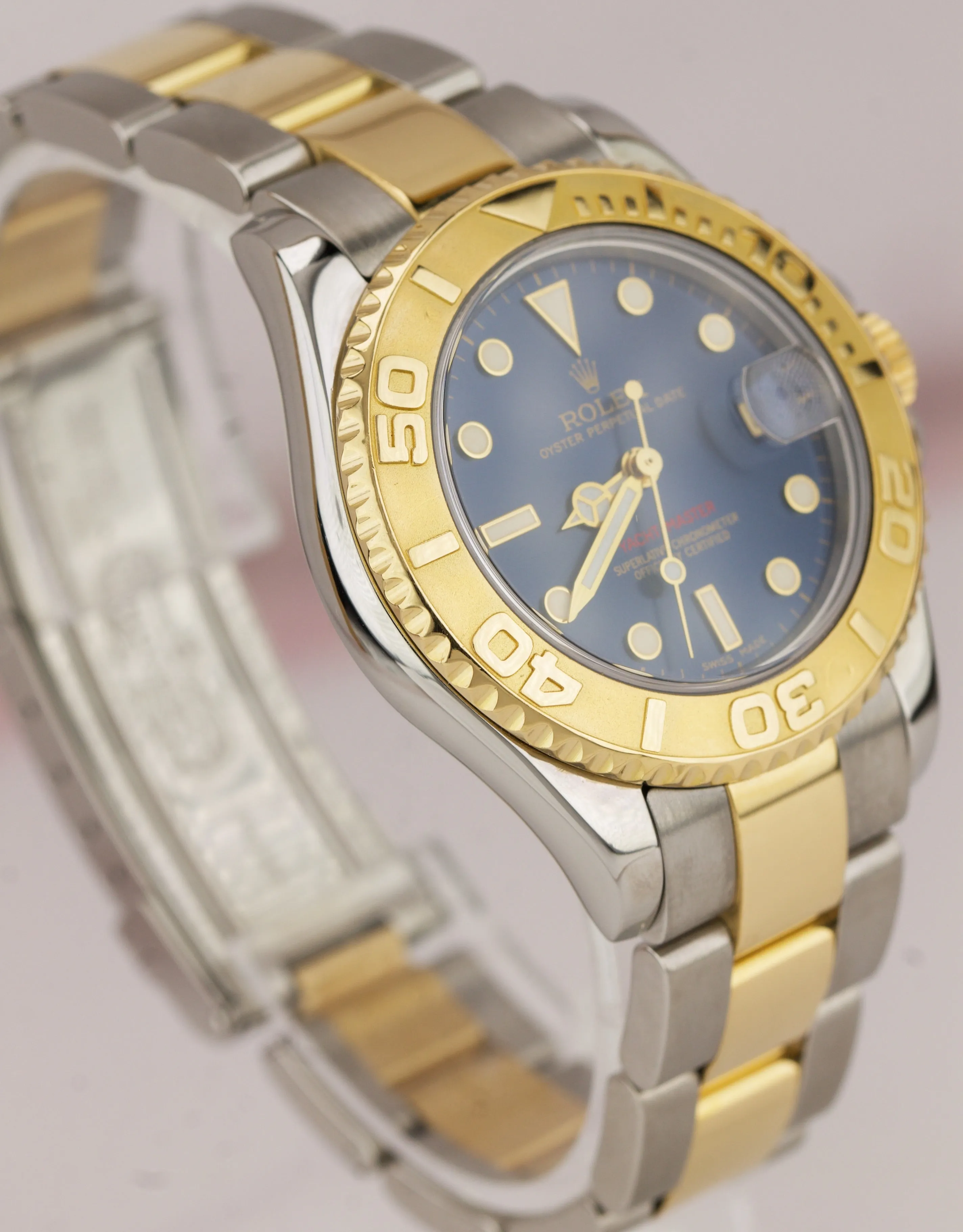 2006 Rolex Yacht-Master Midsize Blue Two-Tone 18K Yellow Gold 35mm Watch 168623