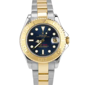2006 Rolex Yacht-Master Midsize Blue Two-Tone 18K Yellow Gold 35mm Watch 168623
