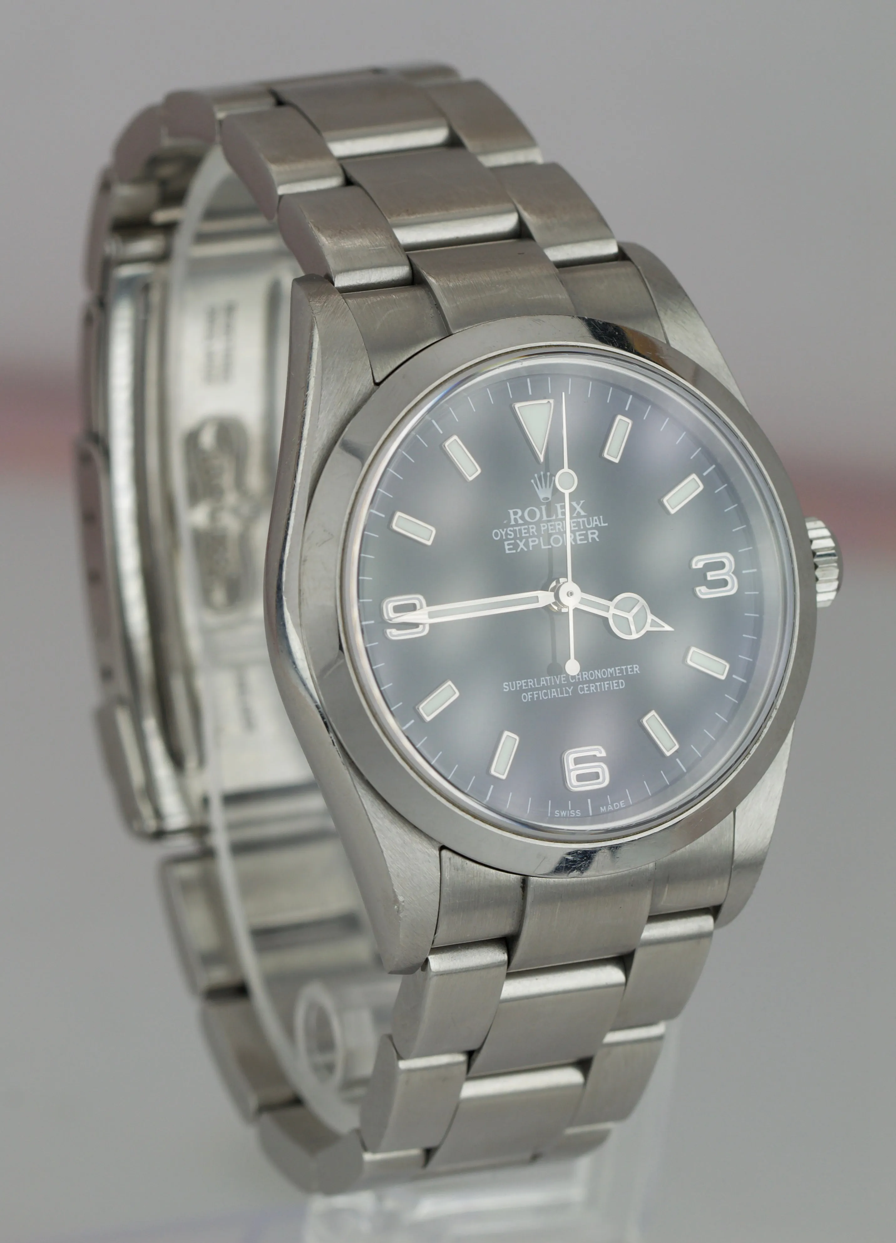 2006 UNPOLISHED Rolex Explorer I Black 36mm Steel Automatic Oyster Watch 114270