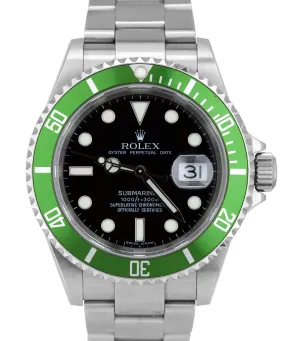 2006 UNPOLISHED Rolex Submariner Date Green KERMIT D 50th Anniversary 16610 LV