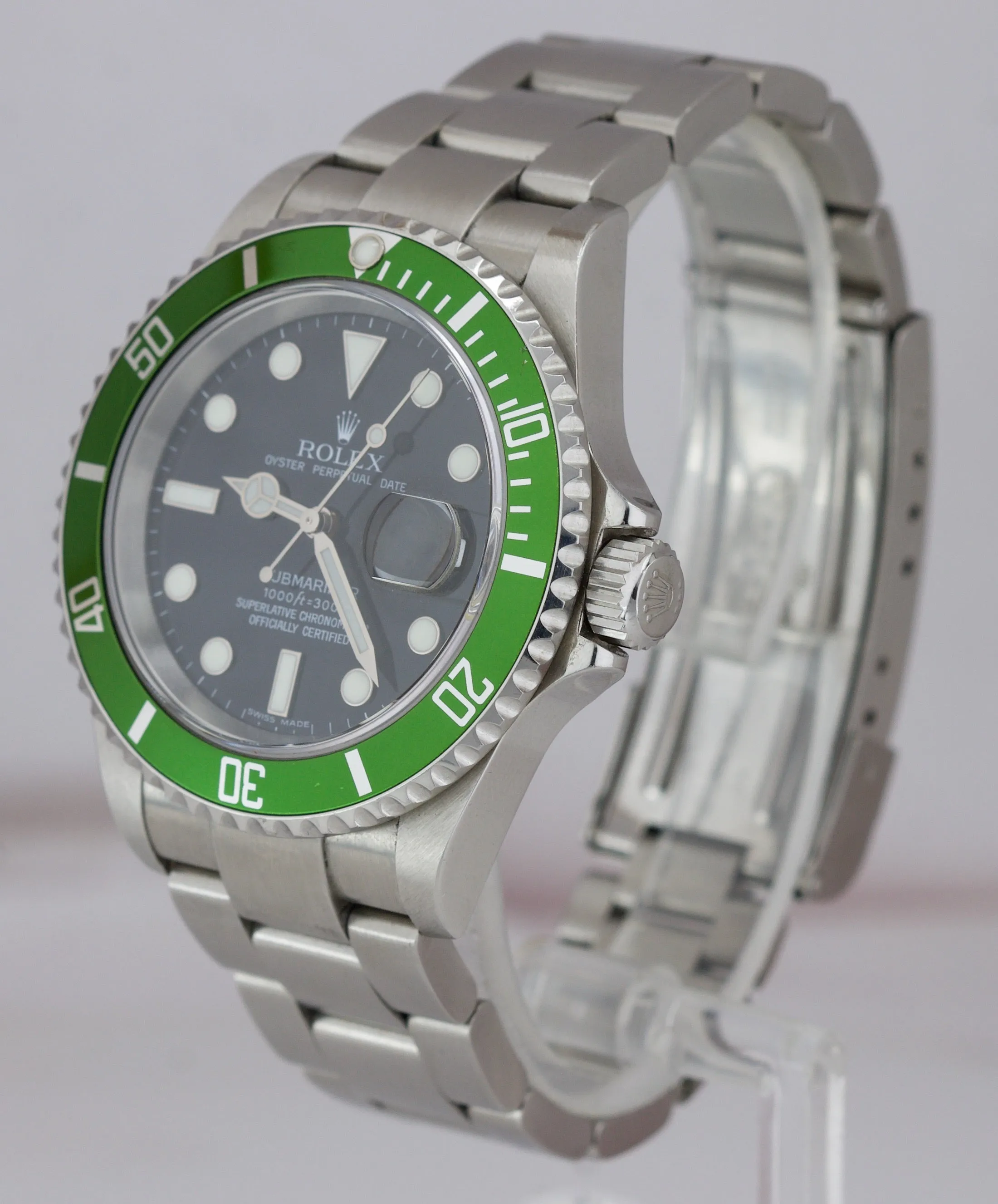 2006 UNPOLISHED Rolex Submariner Date Green KERMIT D 50th Anniversary 16610 LV