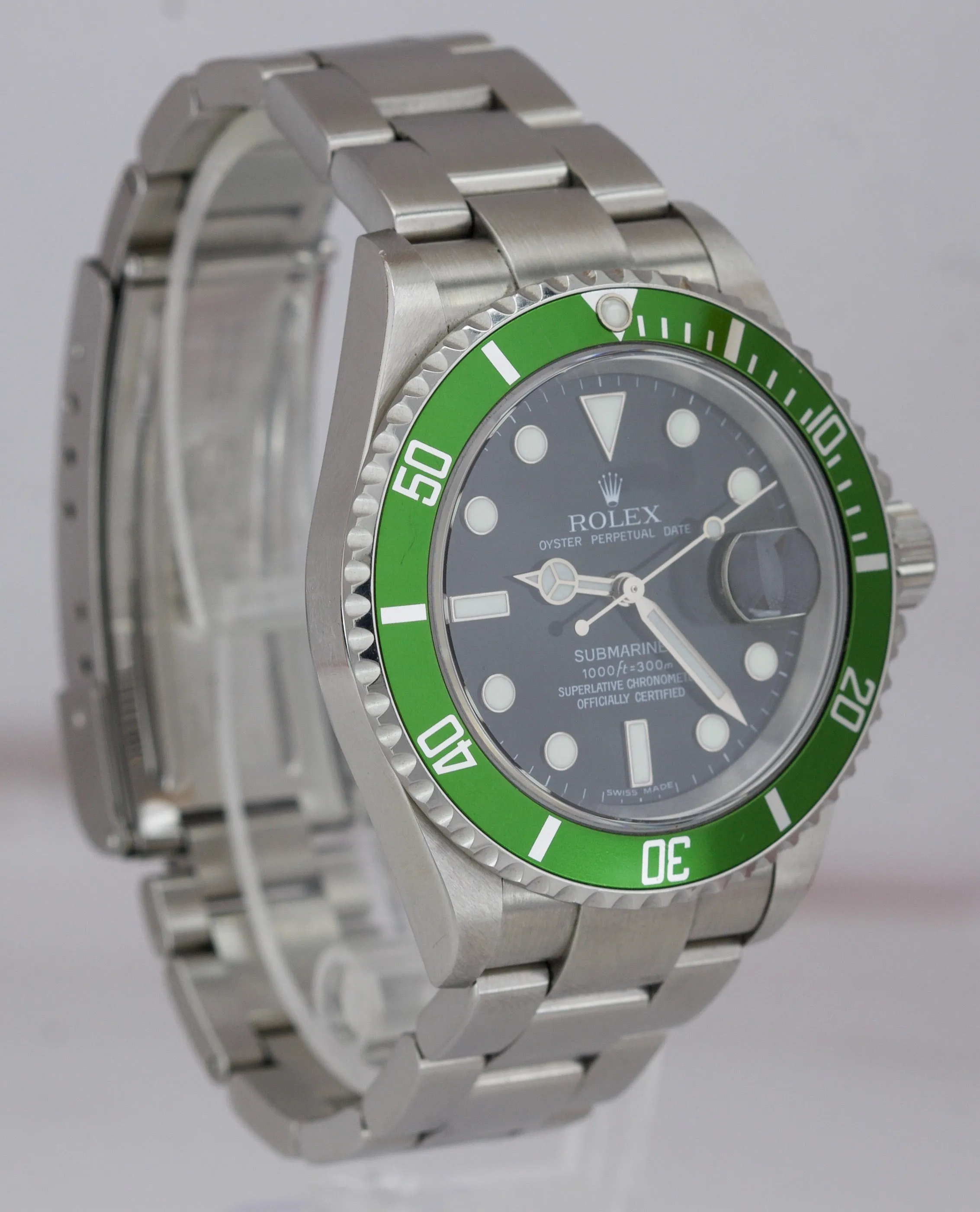 2006 UNPOLISHED Rolex Submariner Date Green KERMIT D 50th Anniversary 16610 LV