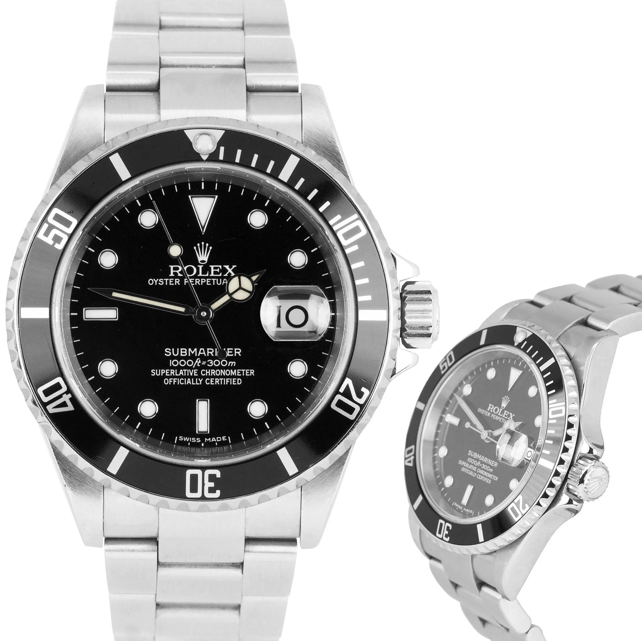 2007 Rolex Submariner Date 16610 T Stainless Dive Watch SEL NO-HOLES Pre-Ceramic