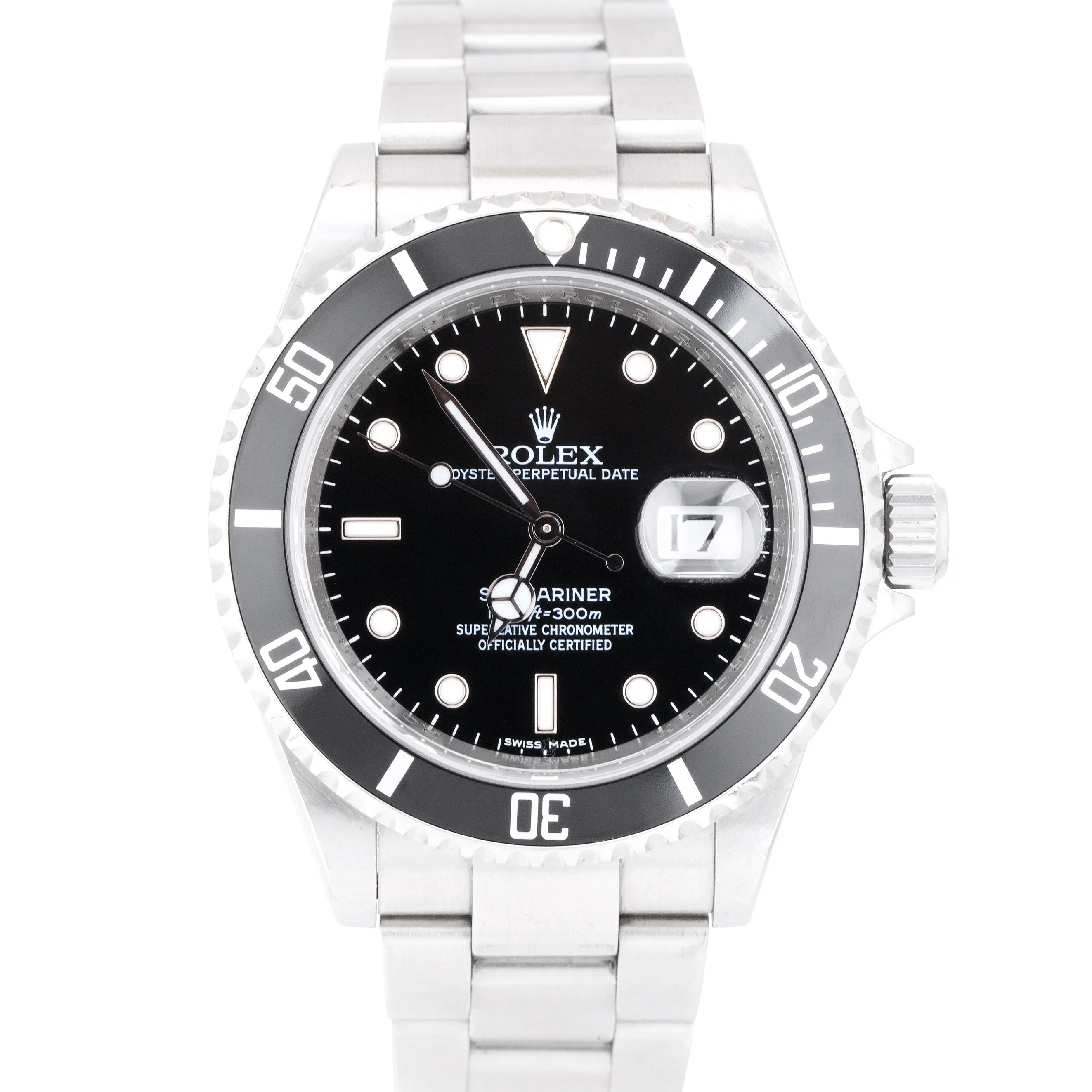 2009 UNPOLISHED Rolex Submariner Date ENGRAVED REHAUT Pre-Ceramic Watch 16610 T