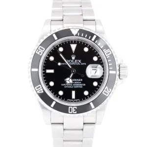 2009 UNPOLISHED Rolex Submariner Date ENGRAVED REHAUT Pre-Ceramic Watch 16610 T