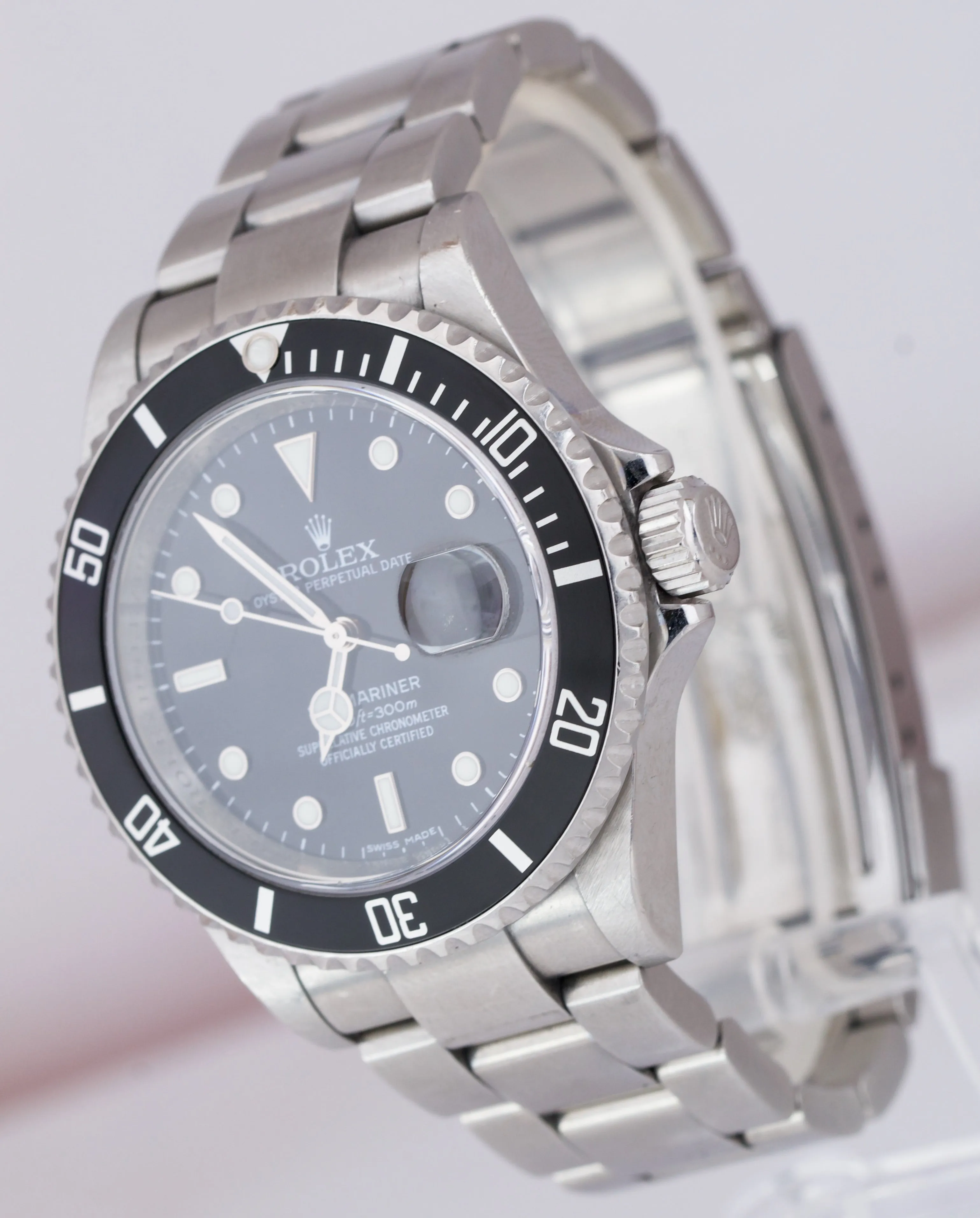 2009 UNPOLISHED Rolex Submariner Date ENGRAVED REHAUT Pre-Ceramic Watch 16610 T