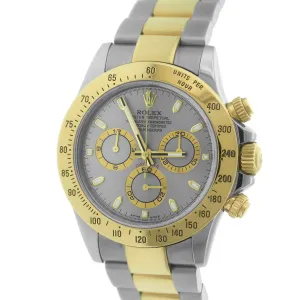 2016 ENGRAVED Rolex Daytona Cosmograph 116523 Slate Gray 40mm Two Tone Watch