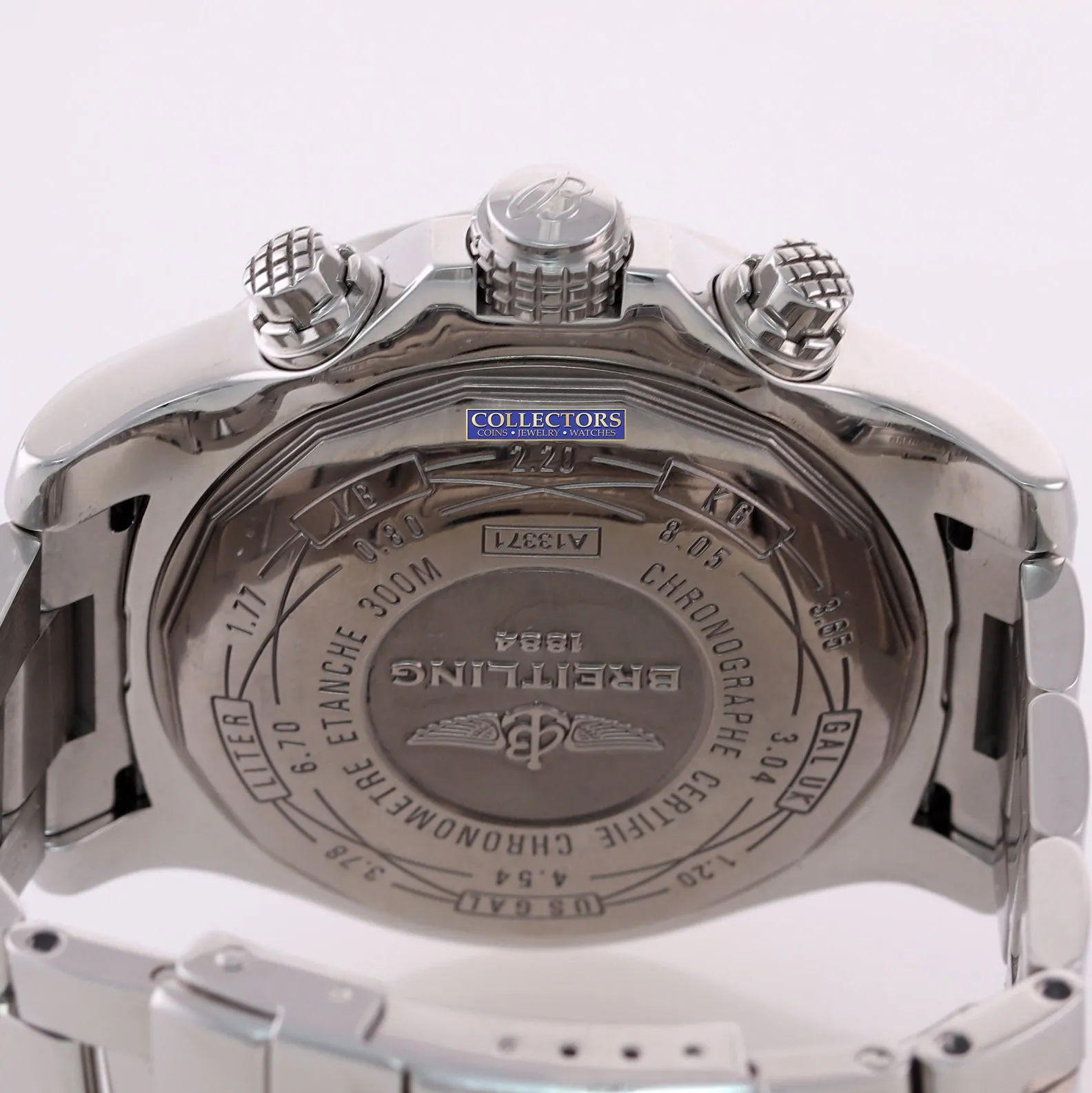 2018 PAPERS Breitling Super Avenger II Chronograph Black Steel A13371 48mm Watch