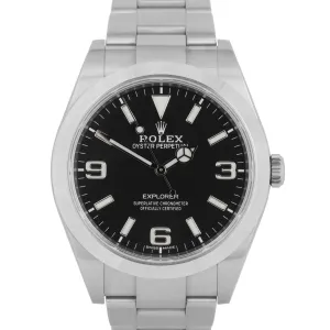 2019 Rolex Explorer I Black 3-6-9 FULL LUME 39mm 214270 Stainless Steel Watch