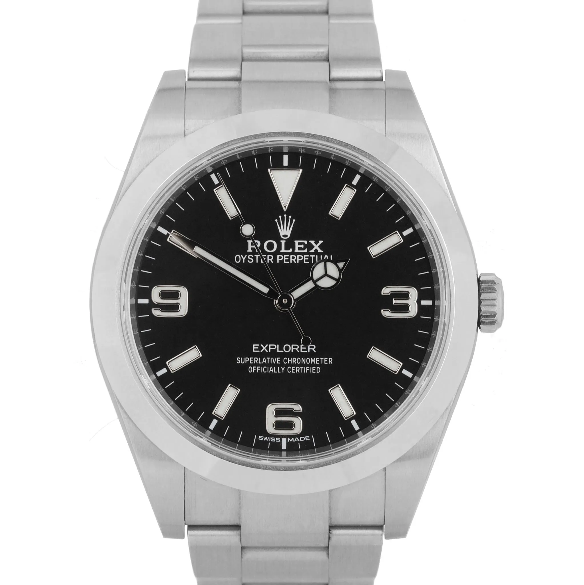 2019 Rolex Explorer I Black 3-6-9 FULL LUME 39mm 214270 Stainless Steel Watch