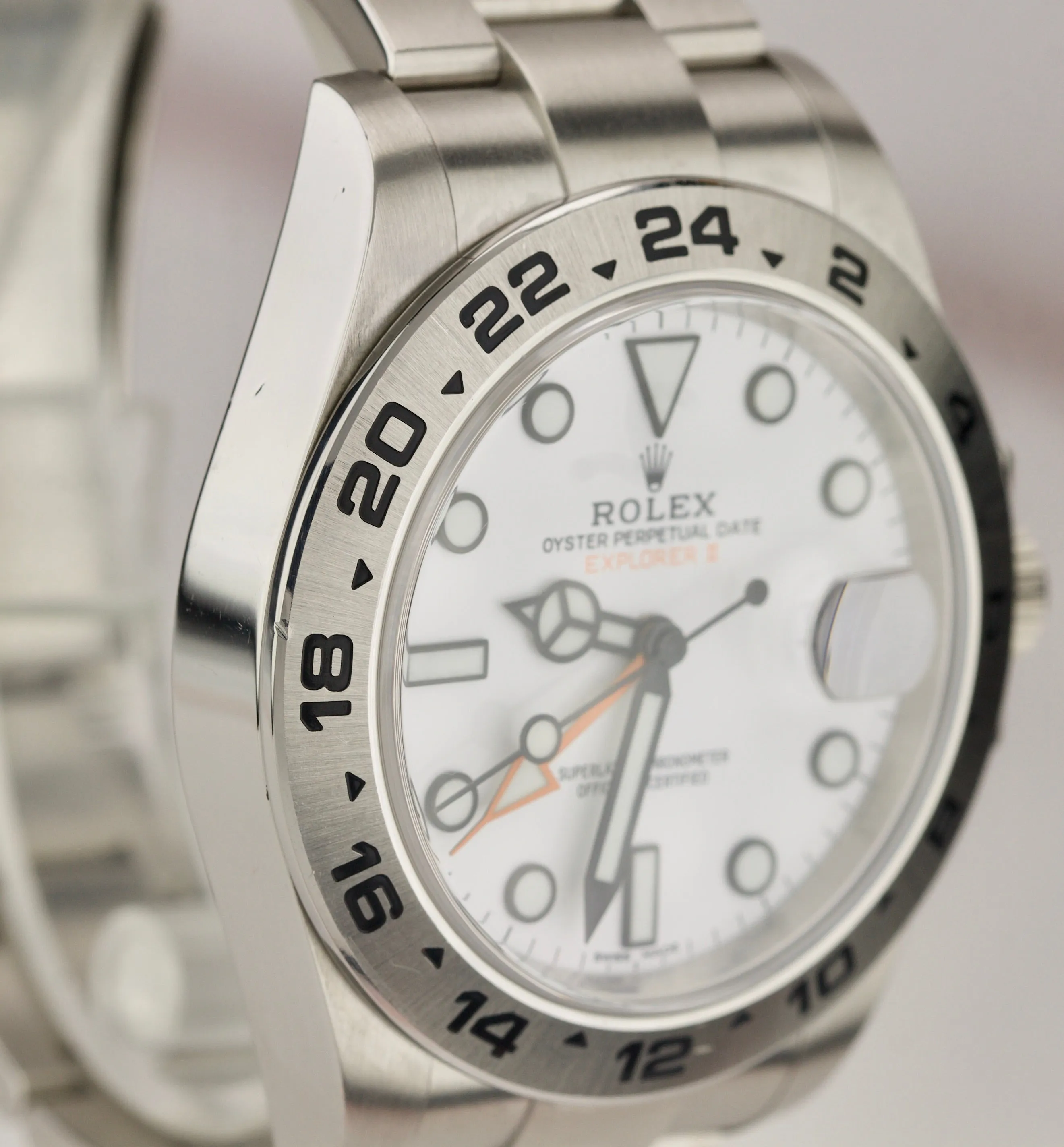 2019 Rolex Explorer II 42mm Polar White Orange Stainless GMT Date Watch 216570