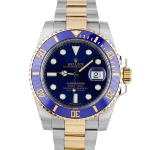 2019 Rolex Submariner Date Ceramic Two-Tone Stainless Gold Blue Watch 116613 LB