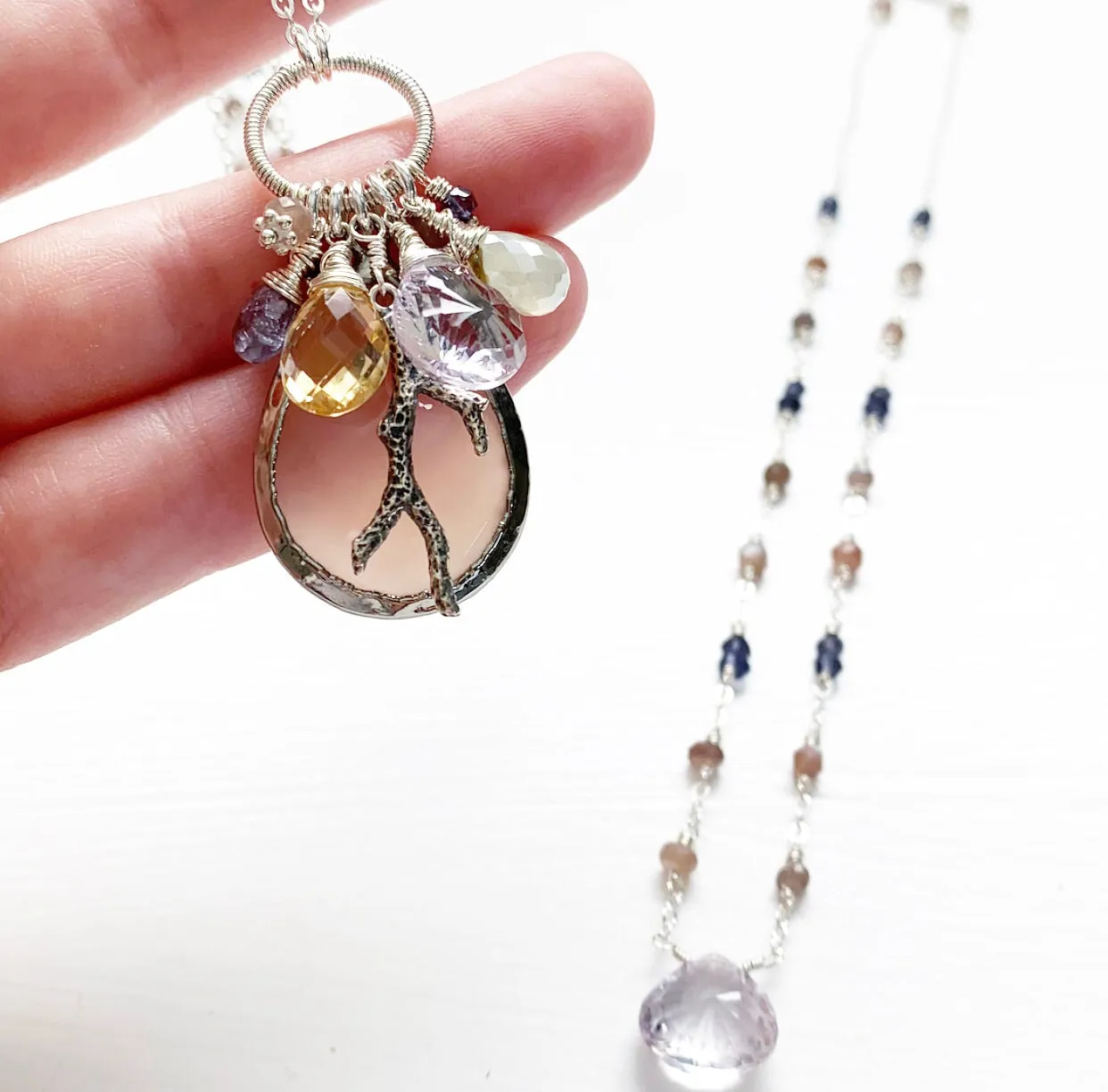 660-One of a Kind Gemstone Drop Necklace