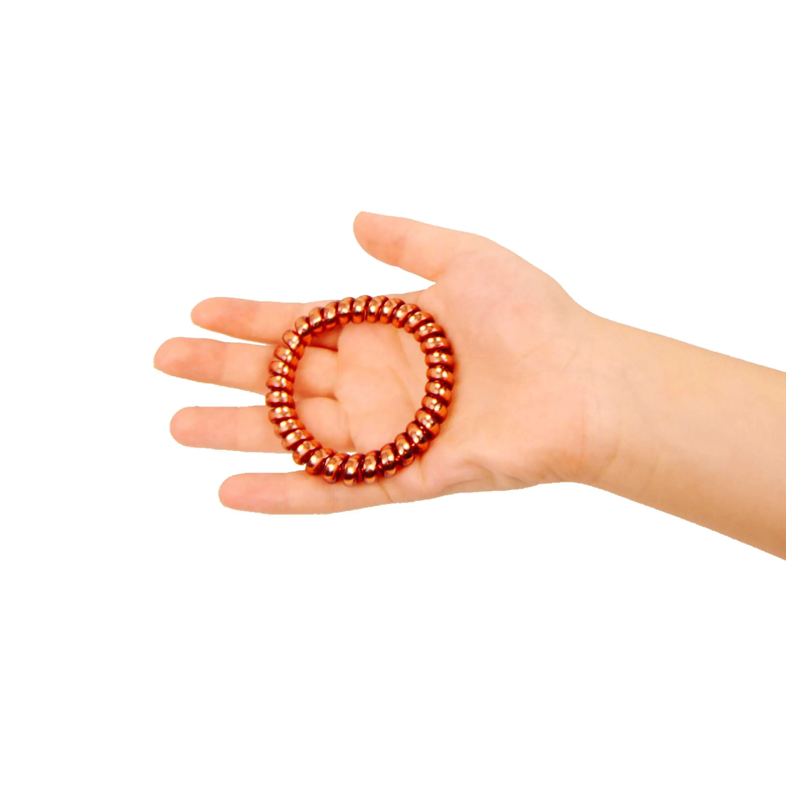 Amelia Beauty Products 8 Large Smooth Shiny Center Elastic Hair Coils, 2. 5in Diameter Thick Spiral Hair Ties, Gentle on Hair, Strong Hold and Minimizes Dents and Creases, Brown