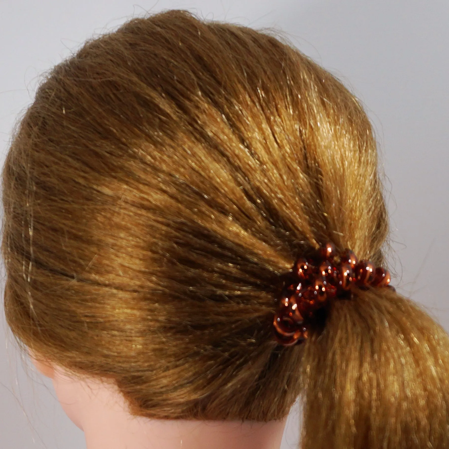 Amelia Beauty Products 8 Large Smooth Shiny Center Elastic Hair Coils, 2. 5in Diameter Thick Spiral Hair Ties, Gentle on Hair, Strong Hold and Minimizes Dents and Creases, Brown