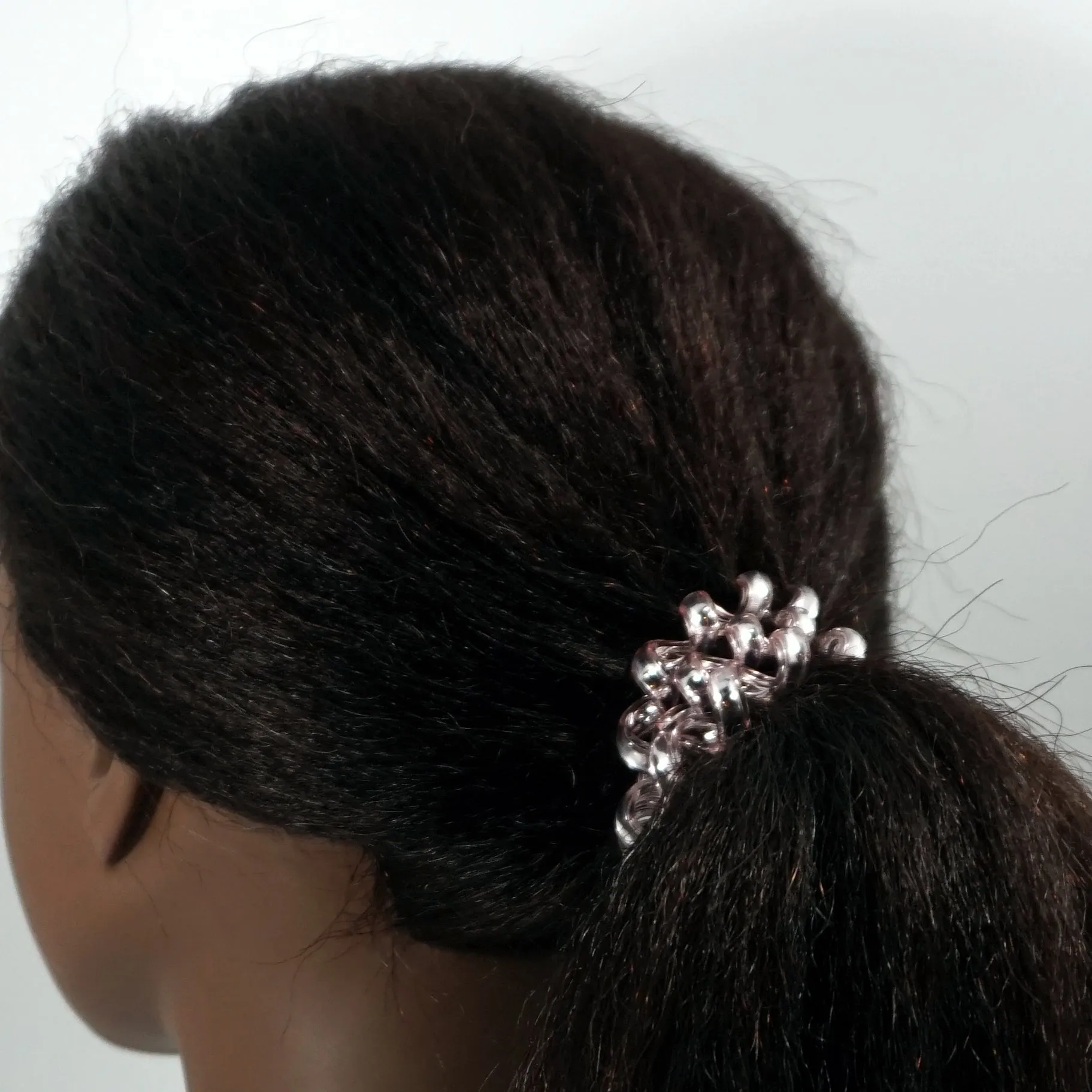 Amelia Beauty Products 8 Large Smooth Shiny Center Elastic Hair Coils, 2. 5in Diameter Thick Spiral Hair Ties, Gentle on Hair, Strong Hold and Minimizes Dents and Creases, Pink