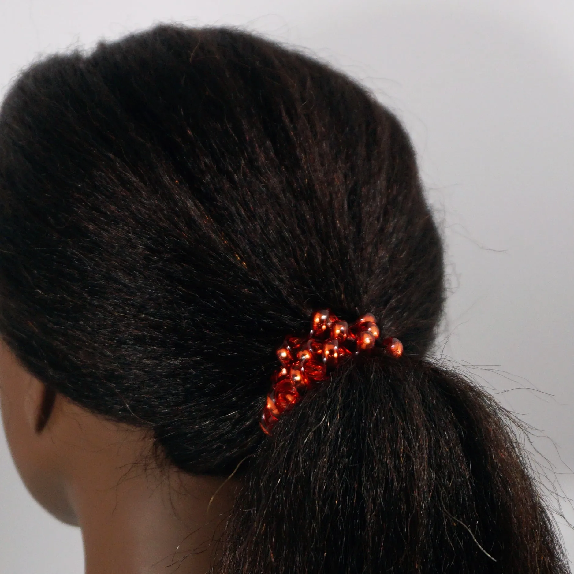 Amelia Beauty Products 8 Large Smooth Shiny Center Elastic Hair Coils, 2. 5in Diameter Thick Spiral Hair Ties, Gentle on Hair, Strong Hold and Minimizes Dents and Creases, Red