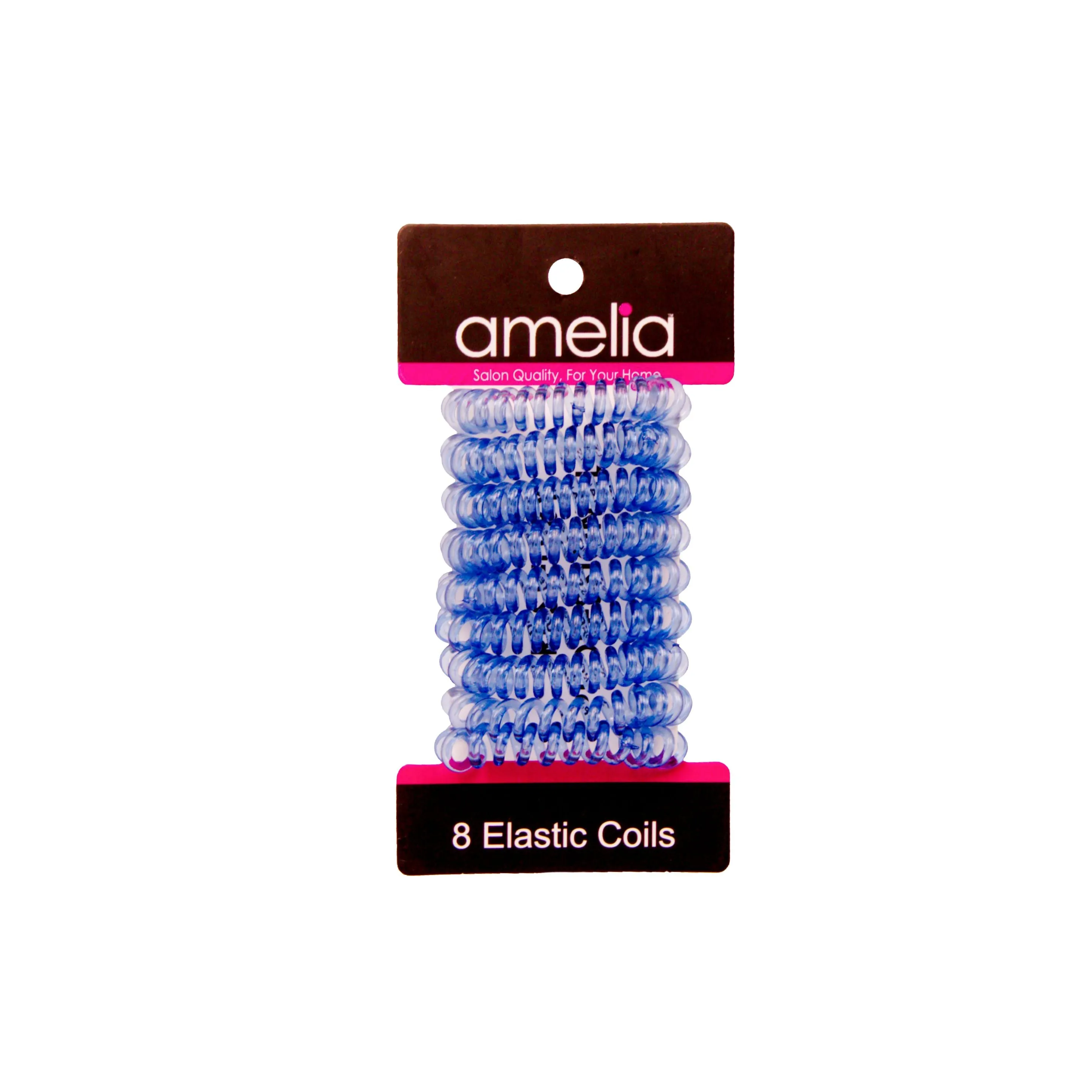 Amelia Beauty Products 8 Small Elastic Hair Coils, 1.5in Diameter Thick Spiral Hair Ties, Gentle on Hair, Strong Hold and Minimizes Dents and Creases, Blue