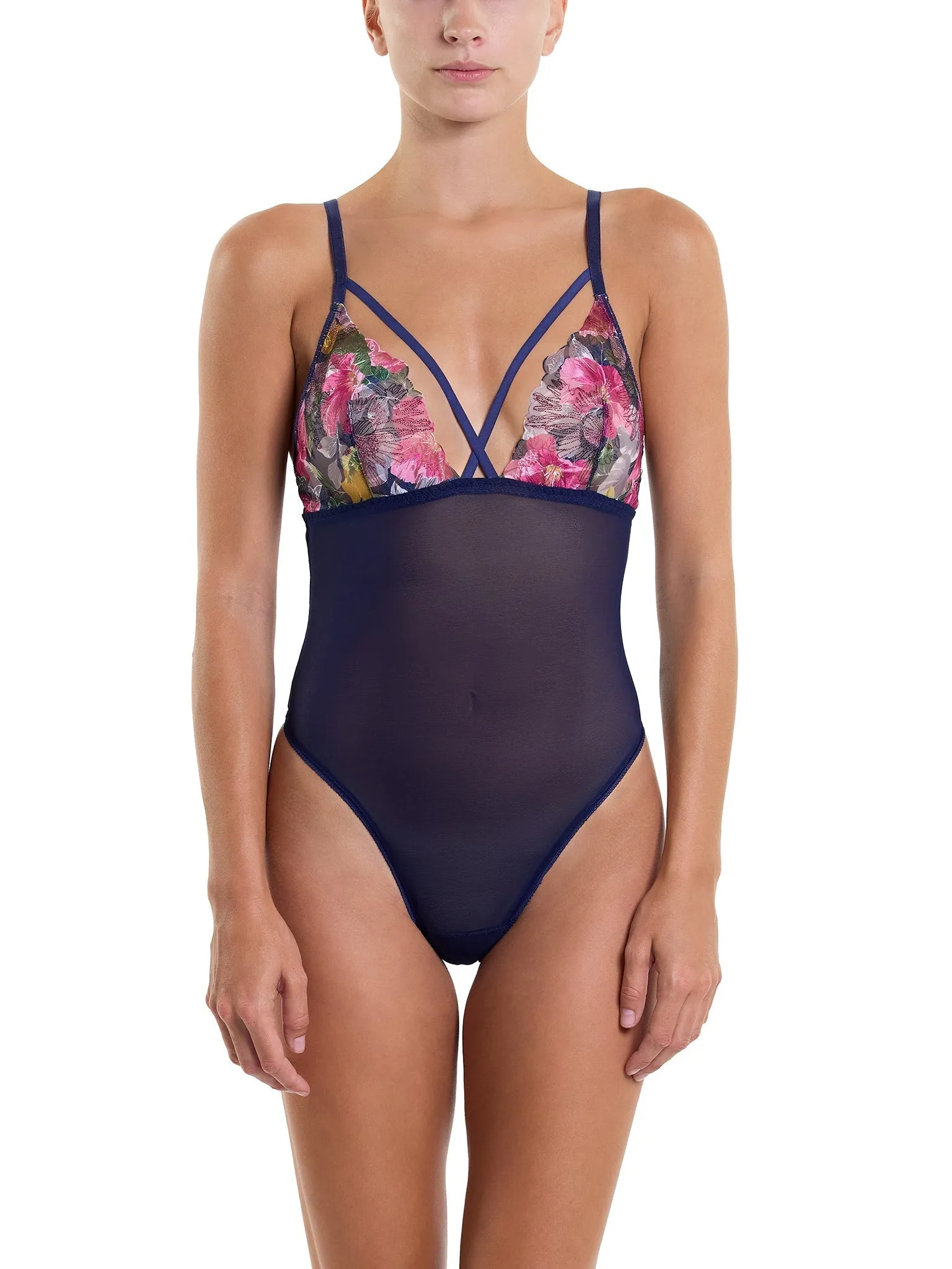 &oh Wildly Blooming Strappy Bodysuit Dark Sky Blue Sale