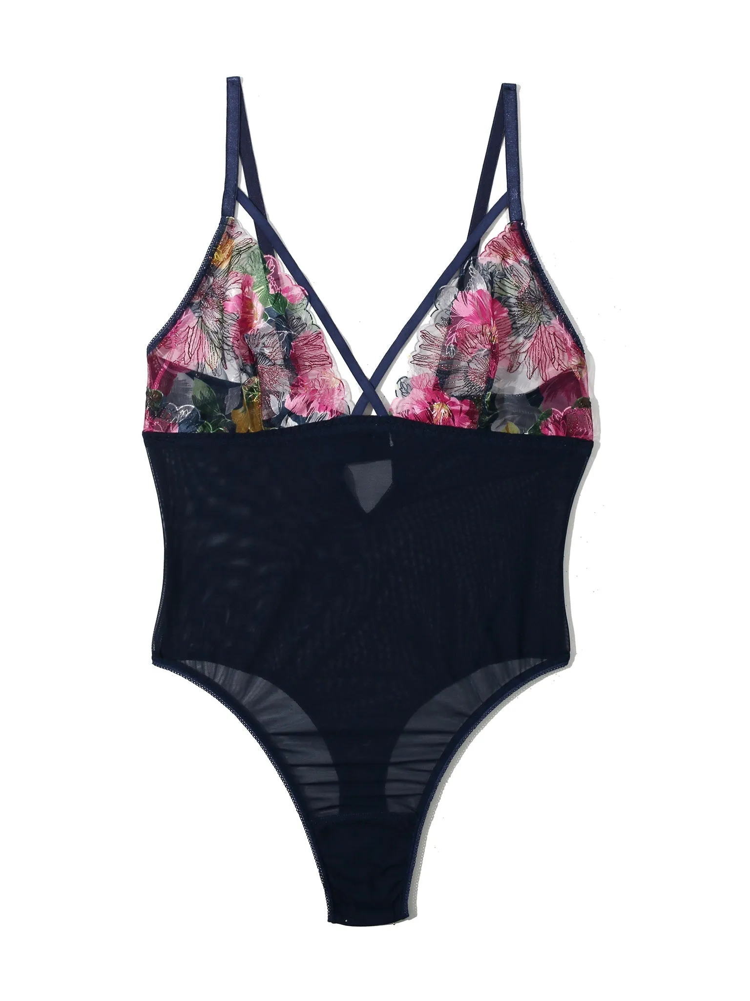 &oh Wildly Blooming Strappy Bodysuit Dark Sky Blue Sale