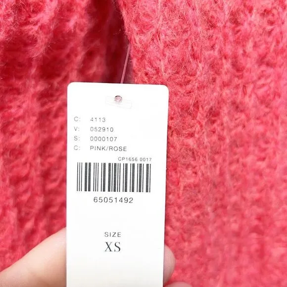 Anthropologie Ruffled Boat Neck Sweater Women’s size XS Wool Blend Pink NWT
