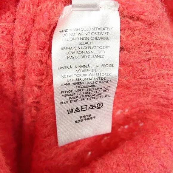 Anthropologie Ruffled Boat Neck Sweater Women’s size XS Wool Blend Pink NWT