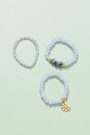 Aquamarine Stretchy Beaded Ring Set