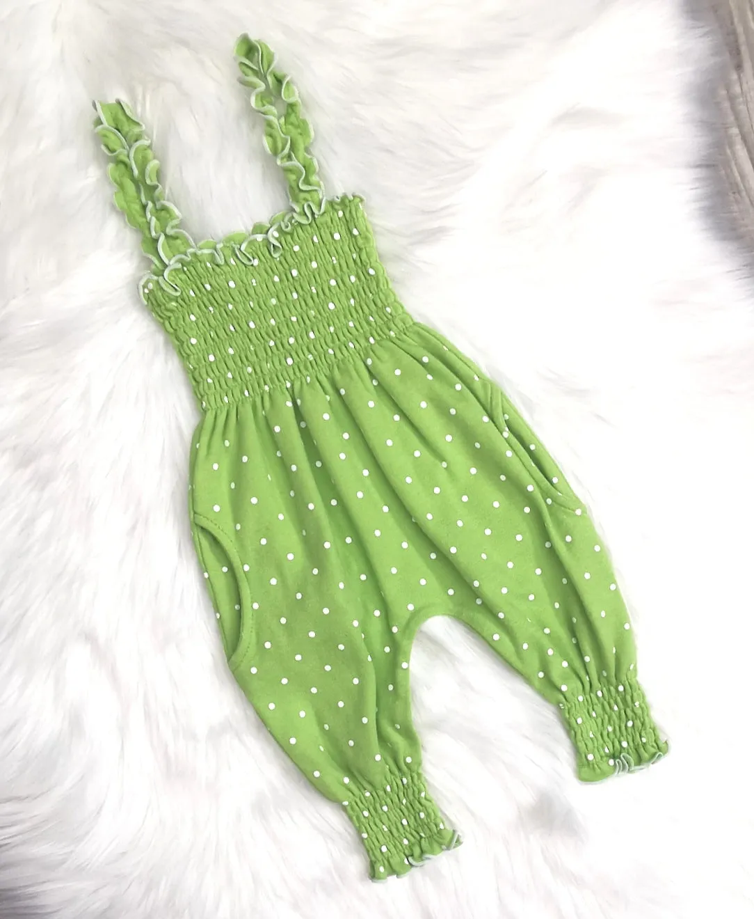 BABY GIRL SIZE 6/12 MONTHS - BABY GANZ, Polkadot Summer Romper EUC B36