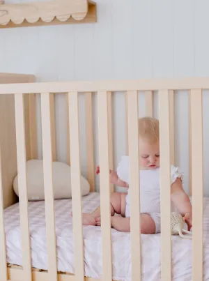 Bambella 2-in-1 Waterproof Cot Sheet & Mattress Protector | Blush Gingham