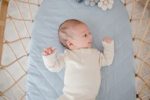 Bambella Waterproof Bassinet Sheet | Dusty Sky Blue
