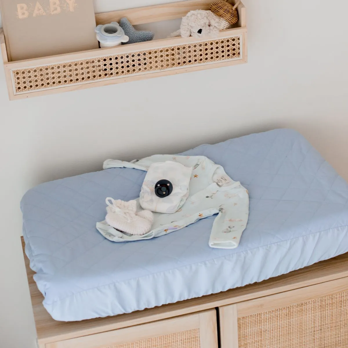 Bambella Waterproof Bassinet Sheet | Dusty Sky Blue