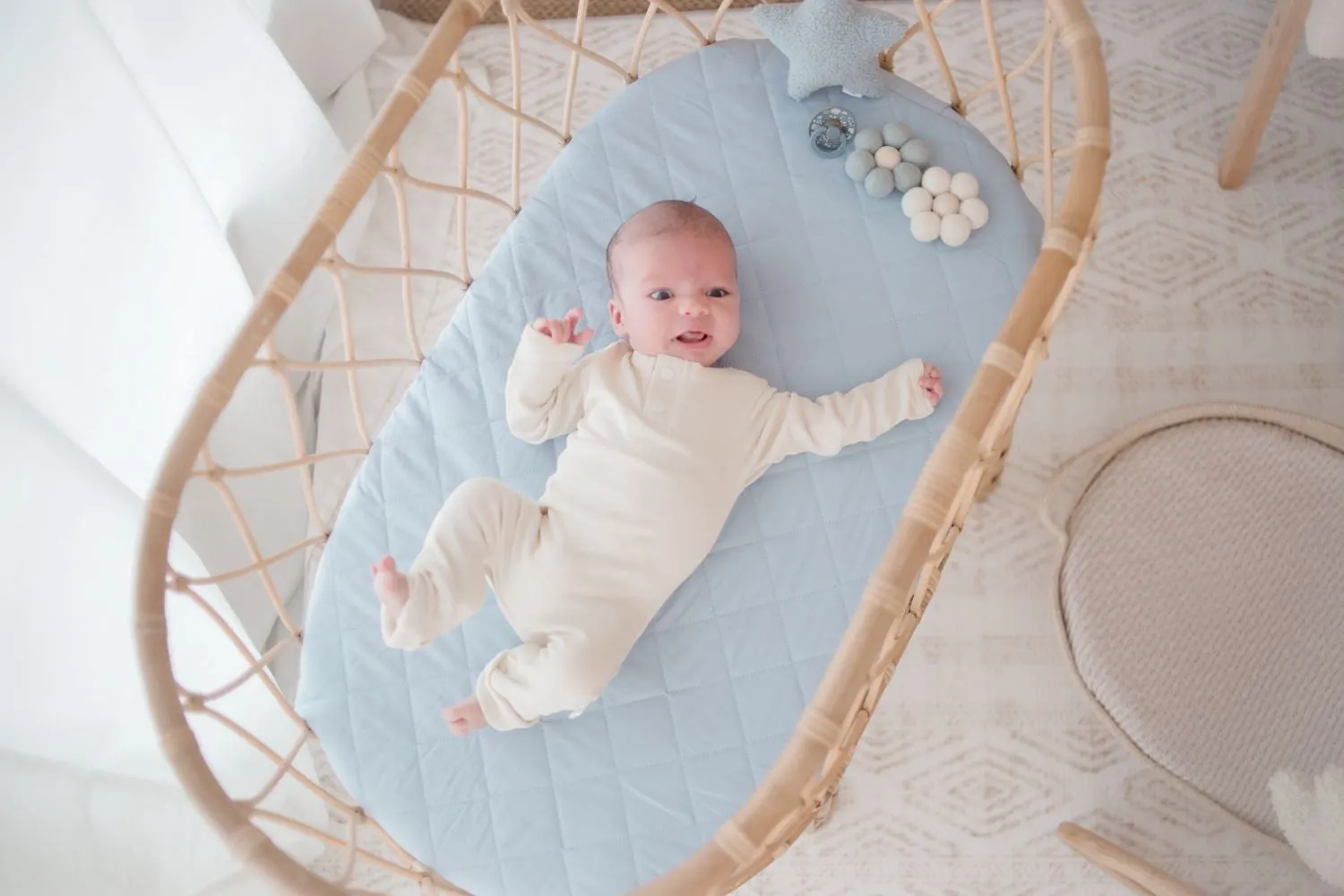 Bambella Waterproof Bassinet Sheet | Dusty Sky Blue