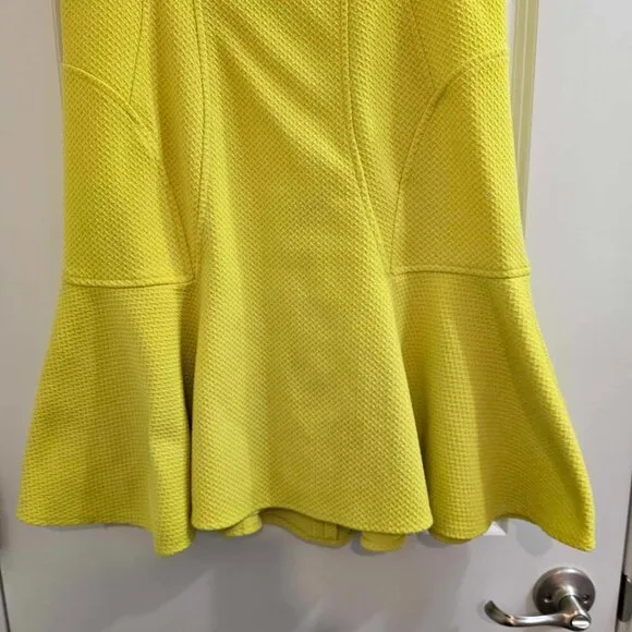 Betsey Johnson Dress - Yellow Textured Knit Stretch with Ruffle Hem