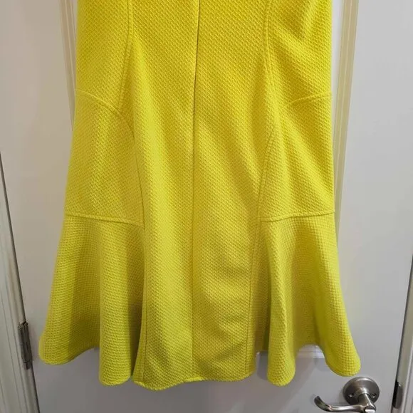 Betsey Johnson Dress - Yellow Textured Knit Stretch with Ruffle Hem