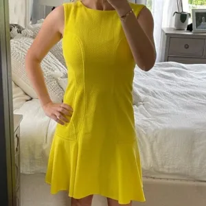 Betsey Johnson Dress - Yellow Textured Knit Stretch with Ruffle Hem