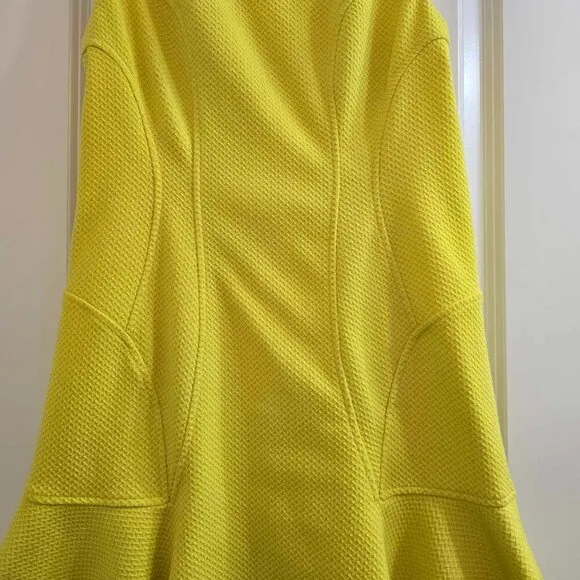 Betsey Johnson Dress - Yellow Textured Knit Stretch with Ruffle Hem