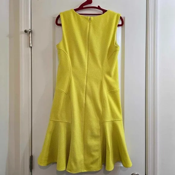 Betsey Johnson Dress - Yellow Textured Knit Stretch with Ruffle Hem