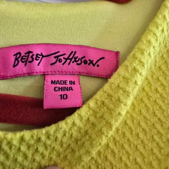 Betsey Johnson Dress - Yellow Textured Knit Stretch with Ruffle Hem