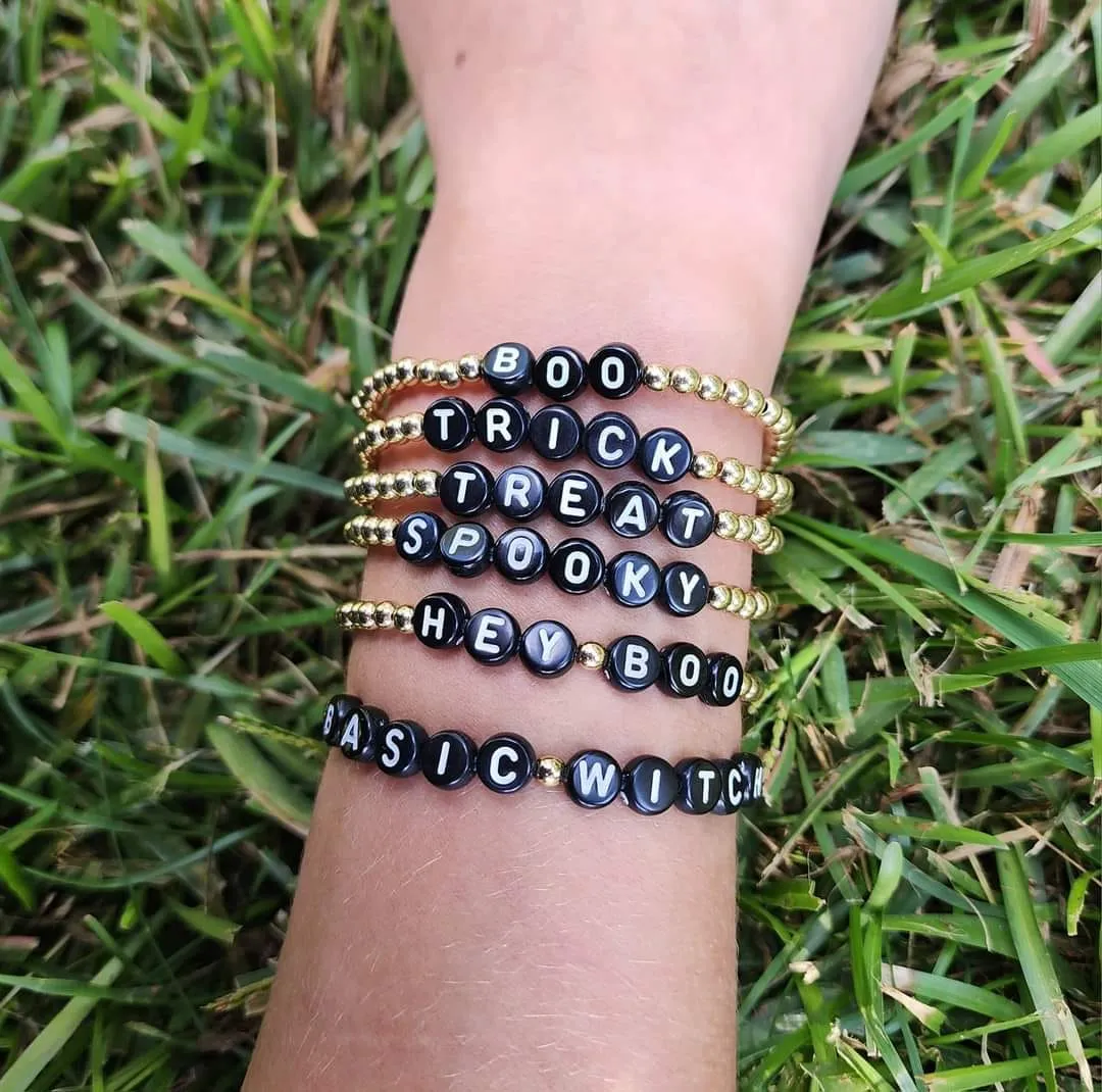 Black   Gold Halloween Stretchy Bracelets
