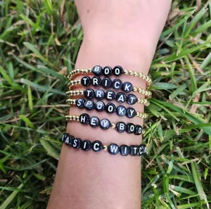 Black   Gold Halloween Stretchy Bracelets