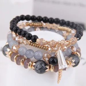 Black   Gold Holiday Stretchy Bracelet