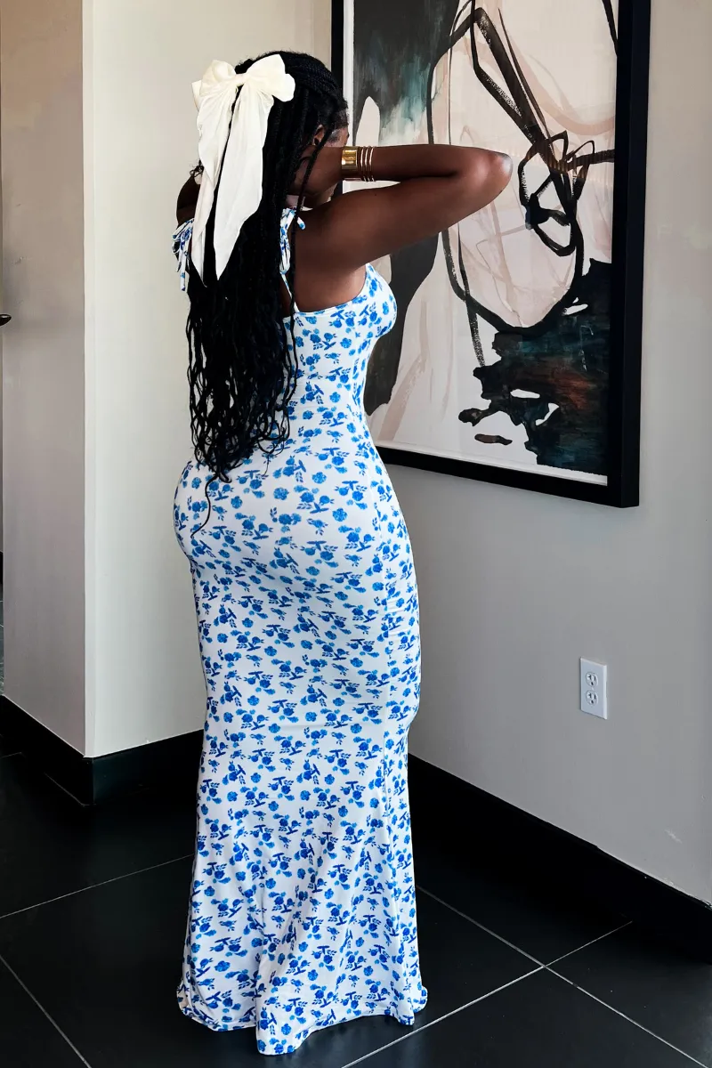 BLUE STRETCHY FLORAL 💙  | DRESS