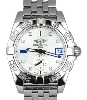 Breitling Galatic 36 Stainless MOP 36mm Automatic Diamond Date Watch A37330