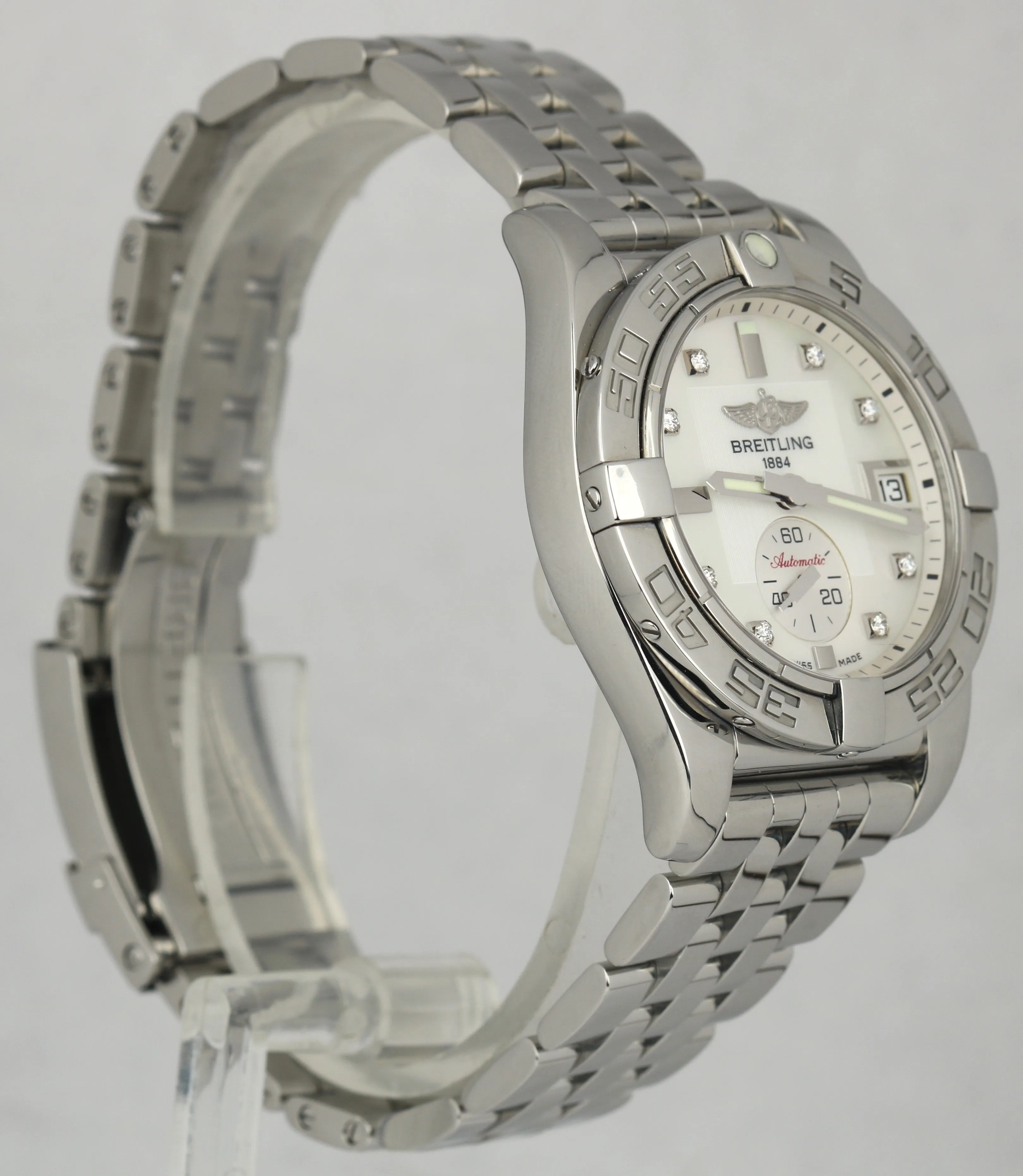 Breitling Galatic 36 Stainless MOP 36mm Automatic Diamond Date Watch A37330