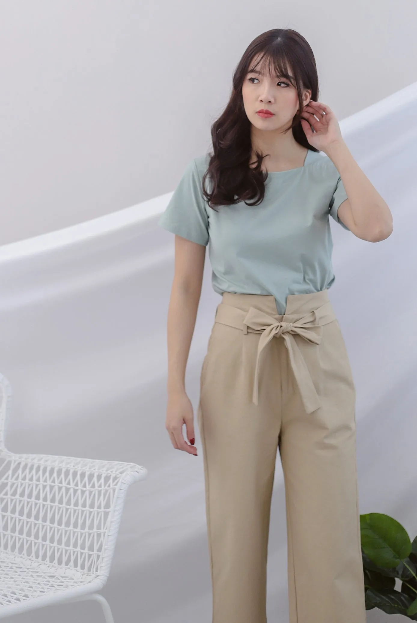 Briella Boat Neck Sleeve Top In Sage