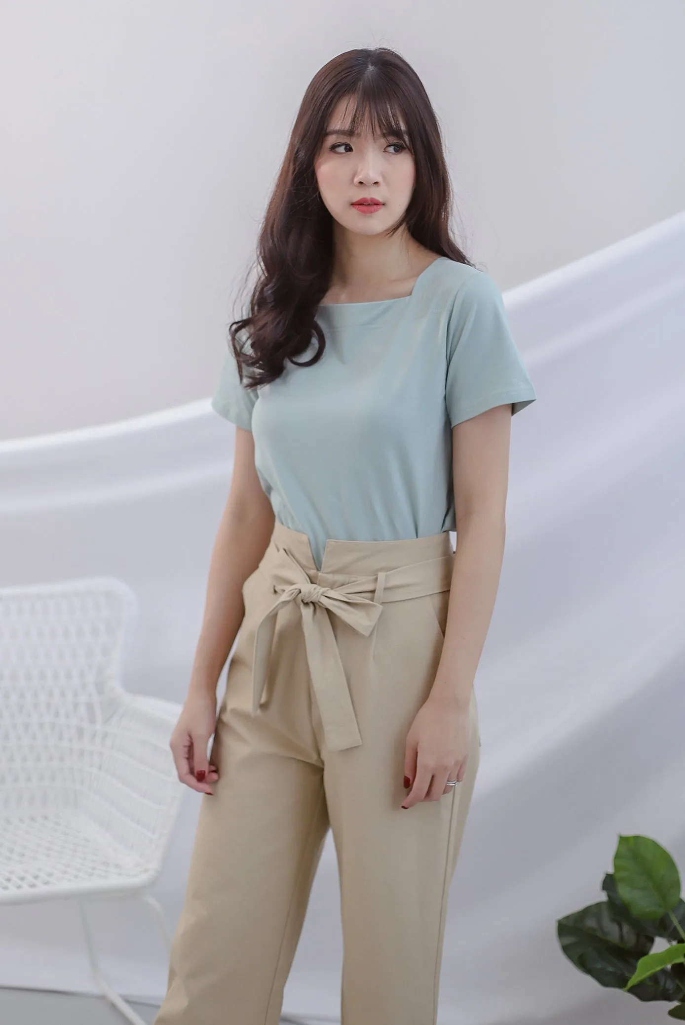 Briella Boat Neck Sleeve Top In Sage
